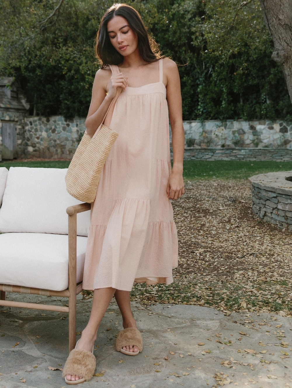 Jenni Kayne Seersucker summer Peach Sundress XL